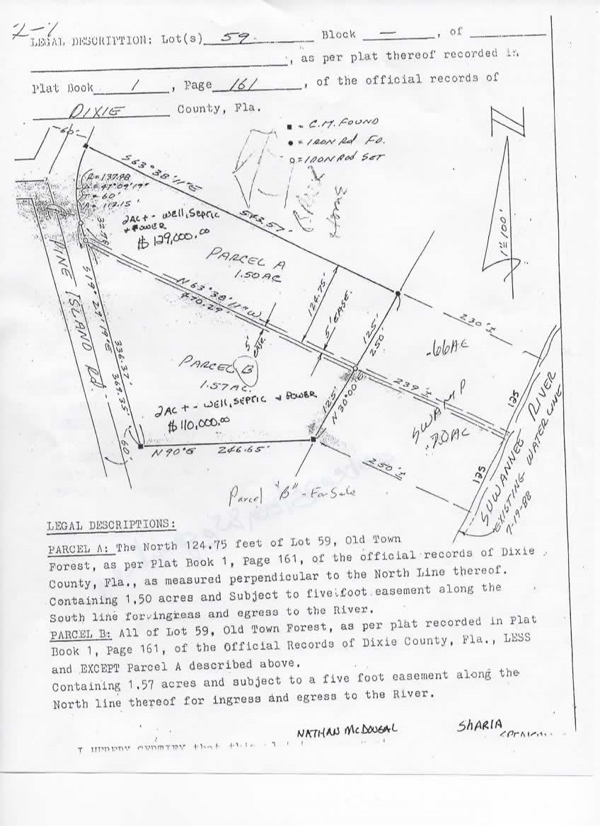 Nice 2 acre property. On River north of Old Town Florida